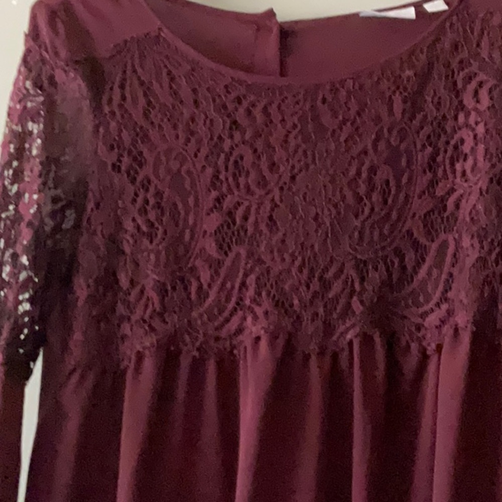 New York & Company Burgundy Lace Women's Top - Picture 3 of 5